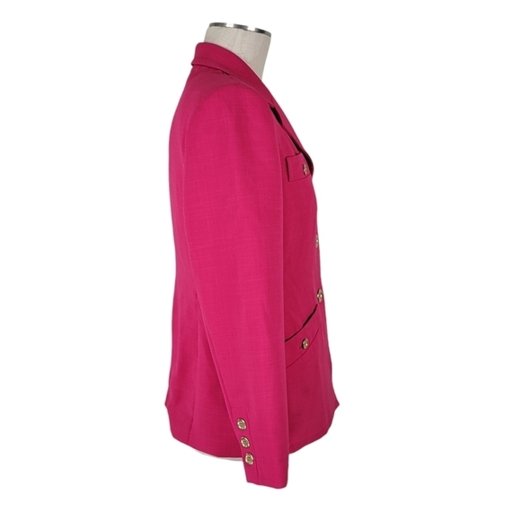 Kasper Blazer Size 10P Button Pockets Notch Collar Stretch Padded Lined Pink - Picture 2 of 9